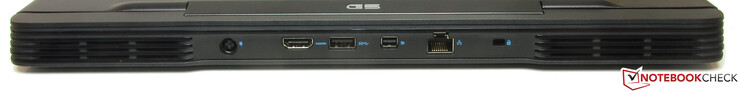 Задняя сторона: разъем питания, HDMI, USB 3.2 Gen 1 (Type-A), Mini DisplayPort, Ethernet, слот для замка
