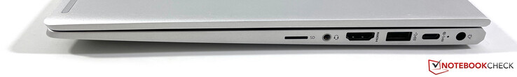 Правая сторона: слот microSD, аудио разъем, HDMI 1.4b, USB-A 3.2 Gen.1, USB-C 3.2 Gen.2 (DisplayPort 1.4), разъем питания