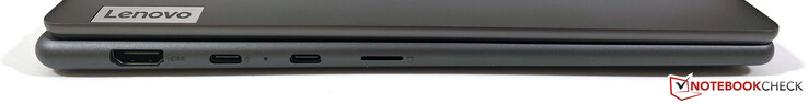 Левая сторона: HDMI 2.1, USB-C 3.2 Gen 2 (10 Гбит, DisplayPort ALT Mode 1.4, Power Delivery), USB-C 4 (40 Гбит, DisplayPort ALT Mode 1.4, Power Delivery 3.0), слот microSD