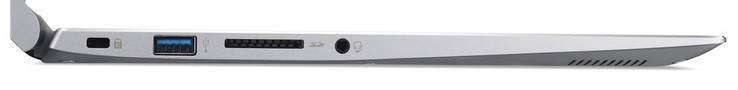 Левая сторона: слот для замка, USB 3.1 Gen1 Type-A, картридер, аудио разъем