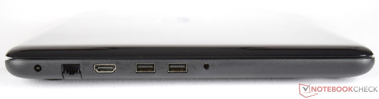 Слева: Питание, сеть RJ45, HDMI, 2x USB 3.0, совмещённый аудиопорт