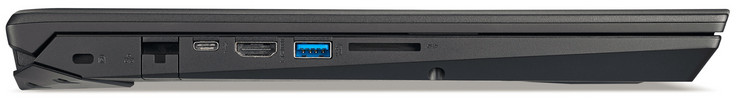 Слева: щель замка безопасности, Ethernet, USB 3.1 Gen 1 (Type C), HDMI, USB 3.1 Gen 1 (Type A), картридер (SD)