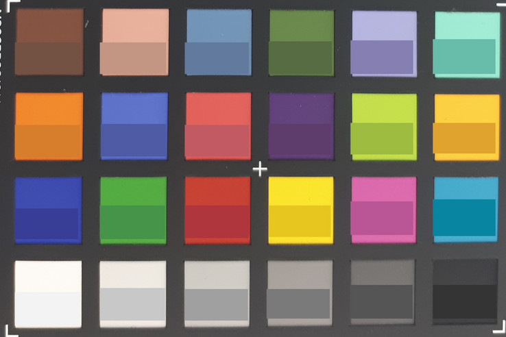 ColorChecker. Исходные цвета представлены в нижней половине каждого блока.