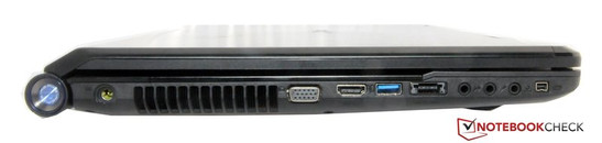 Слева: 3х USB 2.0, BluRay, LAN, Kensington