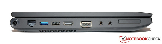 Слева: Разъем для подключения питания, LAN, USB 3.0, USB 2.0, HDMI, VGA, линейный выход, линейный вход, ExpressCard34