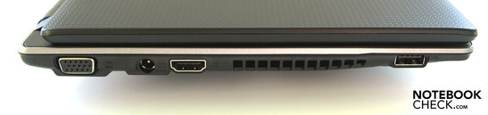 Слева: VGA, разъем питания, HDMI, решетка системы охлаждения, USB-2.0