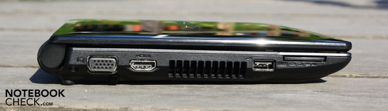 Слева: VGA, HDMI, USB, кардридер