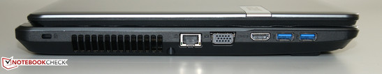 Справа: замок Kensington, Ethernet, VGA, HDMI, 2 порта USB 3.0