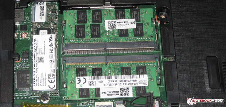 В ноутбуке используется два модуля оперативной памяти