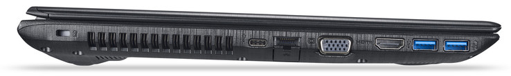 Слева: слот Kensington, USB 3.1 Gen1 (Type C), гигабитный Ethernet, VGA-выход, HDMI, 2x USB 3.0 (Type A)