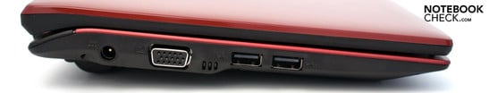 Слева: разъем питания, VGA, 2 USB 2.0
