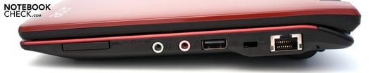 Справа: кардридер, аудиоразъемы, USB 2.0, разъем для замка Кенсингтона, RJ-45