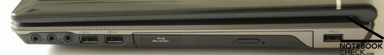 Вид справа: микрофон, наушники, S/PDIF, 2xUSB 2.0, Blu-Ray привод, USB 2.0