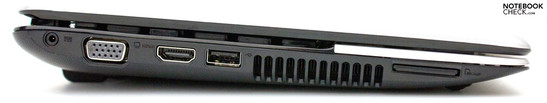 Слева: Вход питания, VGA, HDMI, USB 3.0, картридер