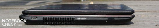 Слева: DVD привод, USB 2.0