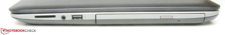 Справа: кард-ридер для карт памяти, комбинированный аудиовыход, порт USB 2.0, пишущий привод DVD