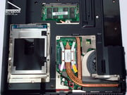 Слева направо: жесткий диск, оперативная память и процессор с охлаждающей системой.