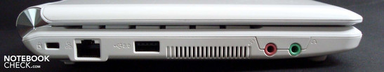 Левая сторона: Expresscard/34 слот, audio, USB, LAN