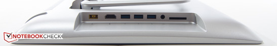Слева: разъем питания, видеовход HDMI, 3 порта USB 3.0, аудиоразъем, SD-картридер