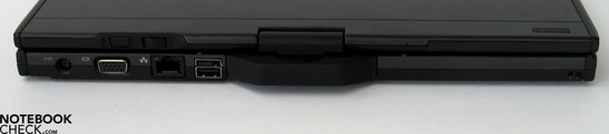 Задняя панель: разъем питания, VGA, LAN, силовой USB
