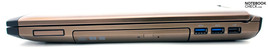 Справа: ExpressCard34, оптический привод, 2х USB 3.0, USB 2.0