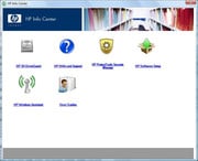 Info кнопка запускает HP Info Center, который дает доступ к пользовательским настройкам, среди которых...