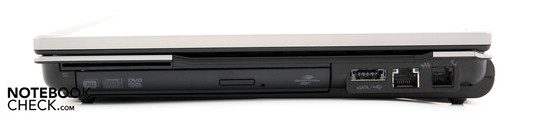 Справа: SmartCard, привод DVD, комбинированный eSATA/USB, LAN, модем