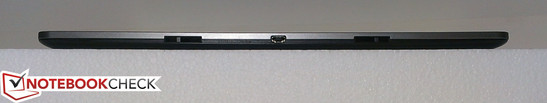 Сверху: Порт для клавиатуры, micro-USB