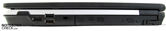 Справа: переключатель WLAN, 3x USB 2.0, DVD-плеер в модульном отсеке