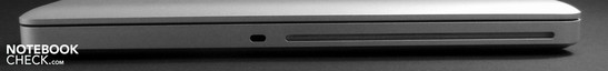 Справа: Привод SuperDrive (DVD-R), разъем для замка Кенсингтона