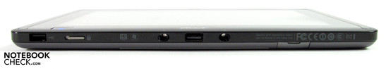 Лицевая часть, низ: USB, защелка дисплея, USB, SIM