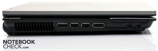 Слева: Display port, 2x USB 2.0, 1x USB/e-SATA, ExpressCard, аудио разъемы
