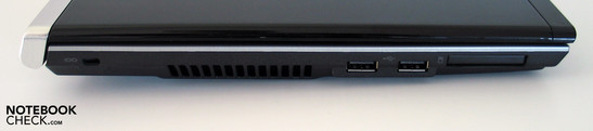 Левая сторона: Kensington Lock, 2x USB, 34mm ExpressCard