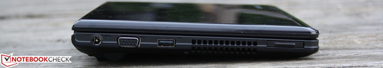 Слева: Разъем для подключения питания, VGA, USB 2.0, считыватель карт памяти