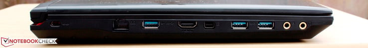 Слева: Kensington, Ethernet, HDMI, mini-DisplayPort, три USB 3.0, аудиовход, аудиовыход