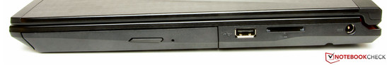 Справа: DVD-привод, USB 2.0, SD-картридер, разъем питания