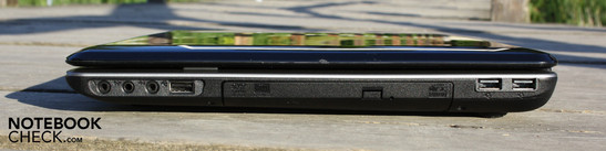 Справа: Микрофон, линейный вход, линейный выход (свободно переуступаемый Realtek аудио), 3 порта USB, DVD-бернер
