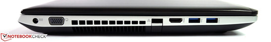 Слева: Разъём питания, VGA, Rj-45 (LAN), HDMI, 2x USB 3.0