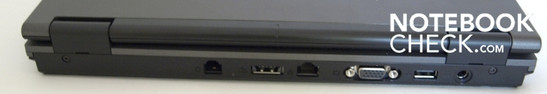 Сзади: модем, 1x USB/eSATA, Gigabit-LAN, VGA, Gigabit-LAN, 1x USB-2.0, сетевой адаптер