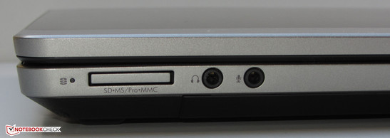 Спереди: Картридер (SD, Memory Stick, Memory Stick Pro MMC), 2x аудио