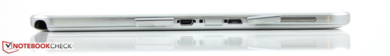 Справа: гнездо стилуса S-Pen, microHDMI, micro-USB