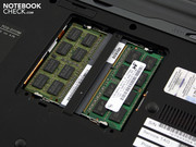 Под ним располагается память стандарта DDR3. В нашей тестовой модели было установлено два модуля 2 + 4 Гб.