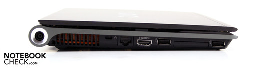 Слева: разъем питания, разъем для замка Кенсингтона, RJ45, HDMI, 2 x USB, ExpressCard34