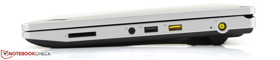 Справа: Считыватель карт памяти 5-в-1, аудиоразъемы, 2 USB 2.0, разъем для подключения питания
