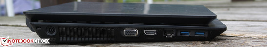 Слева: Разъем для подключения питания, VGA, HDMI, LAN, 2 USB 3.0