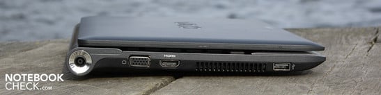 Слева: Разъем для подключения питания, VGA, HDMI, USB 2.0