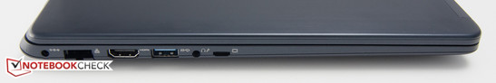 Слева: разъём питания, LAN, HDMI, USB 3.0, аудио, mini-VGA