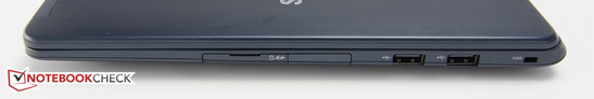 Справа: картридер, 2x USB 2.0, Kensington