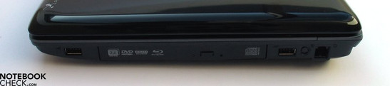 Вид справа: USB 2.0, Blu-Ray LW, USB, модем
