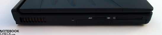 Левая сторона: слоты для  HDD, SD-кардридер, Express Card